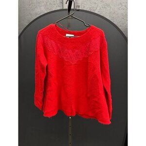 Elle Red Lace Crewneck Sweater